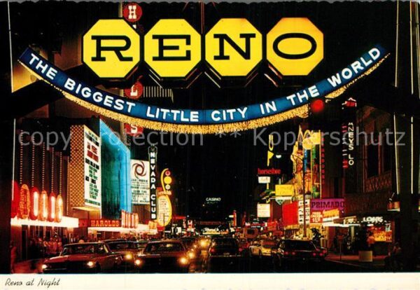 Reno Nevada at Night biggest little city in the Wor