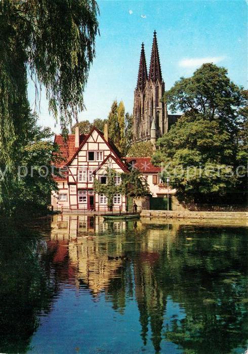 Soest Arnsberg Mühle am grossen Teich mit Wiesenkirche