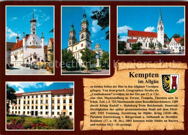 Kempten Allgaeu Kirchen Residenz Rathaus mit Brunnen