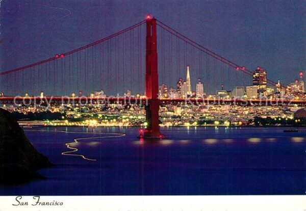 San Francisco California Skyline mit Br?cke bei Nacht