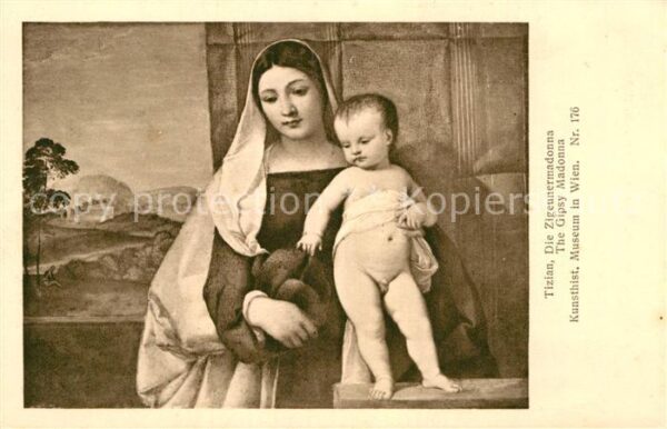 Kuenstlerkarte Alte Kuenstler Tiziano Die Zigeunermadonna