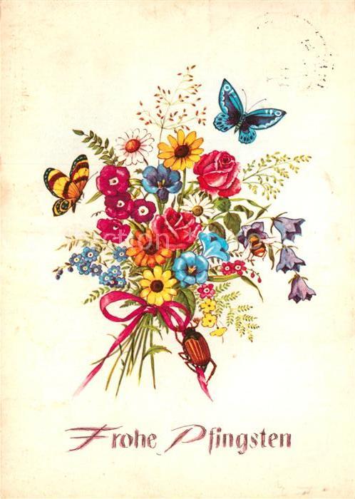 Pfingsten Pentecost Pentecote Maikäfer Schmetterlinge Blumen