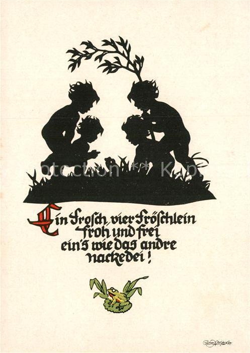Scherenschnitt Schattenbildkarte Kinder Frosch