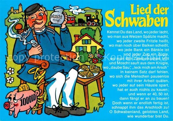 Liederkarte Lied der Schwaben Moscht Sparschwein Pf