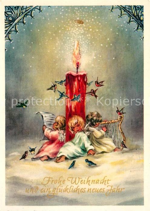 Weihnachten Engel Kerze Harfe Vögel