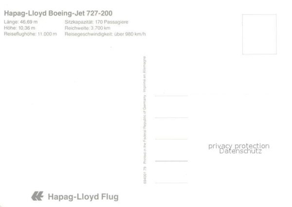 Flugzeuge Zivil Hapag-Lloyd Boeing-Jet 727-200 – Bild 2