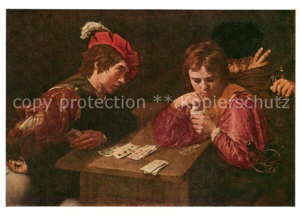 Kartenspiel-Postkarte Künstlerkarte Valentin de Boulogne Der