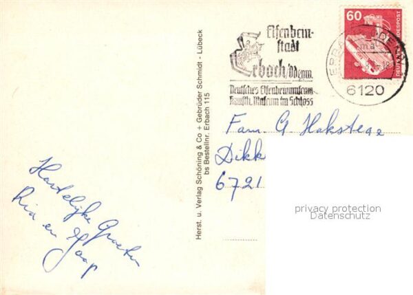 Erbach Odenwald Teilansicht Schloss Marktplatz Hirschga – Bild 2