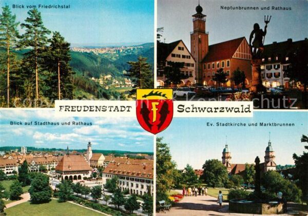Freudenstadt Friedrichstal Neptunbrunnen Rathaus Sta