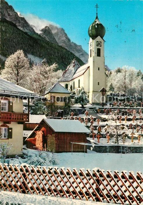 Grainau Dorfkirche mit Zugspitze