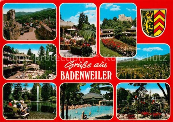Badenweiler Ruine Kurhaus Panorama Kurpark Fontäne