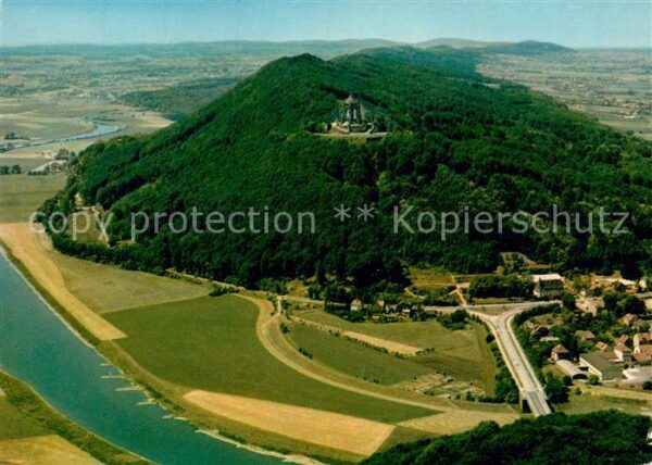 Porta Westfalica Fliegeraufnahme mit Kaiser-Wilhelm-Denk