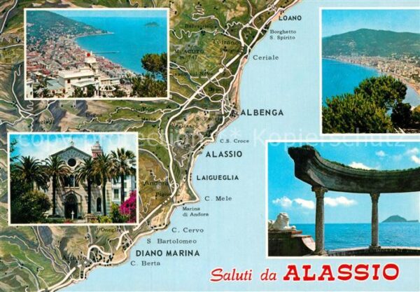 ALASSIO Savona Liguria IT Kirche Panorama Tempelreste