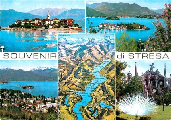 Stresa Lago Maggiore Kirche Inseln Pfau Panoramakarte