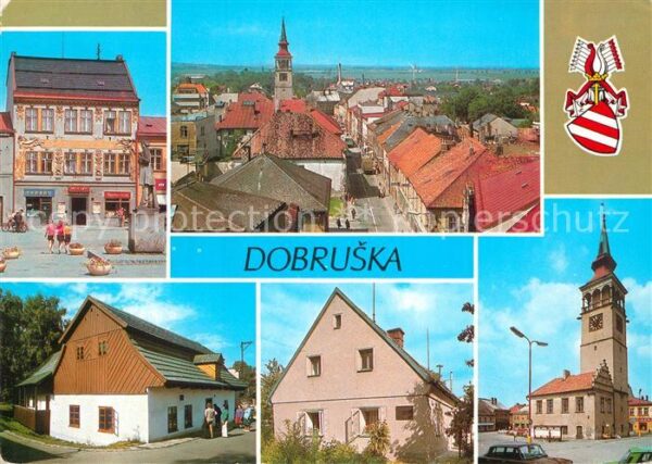 Dobruska Gutenfeld Kirche Rathaus Denkmal Ortsansicht