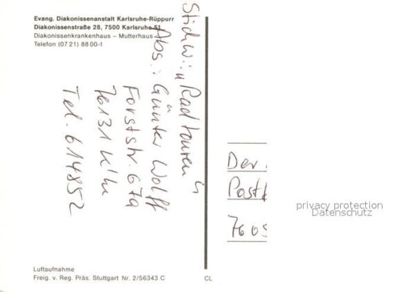 Karlsruhe Baden Fliegeraufnahme Diakonissenanstalt Mutt – Bild 2
