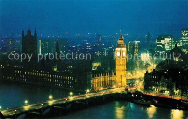 London Big Ben and Westminster Bridge at night