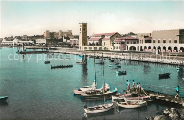 Rhodos Rhodes Aegaeis Hafenpartie