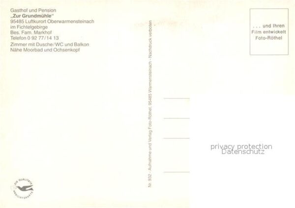 Oberwarmensteinach Penson Zur Grundmühle – Bild 2