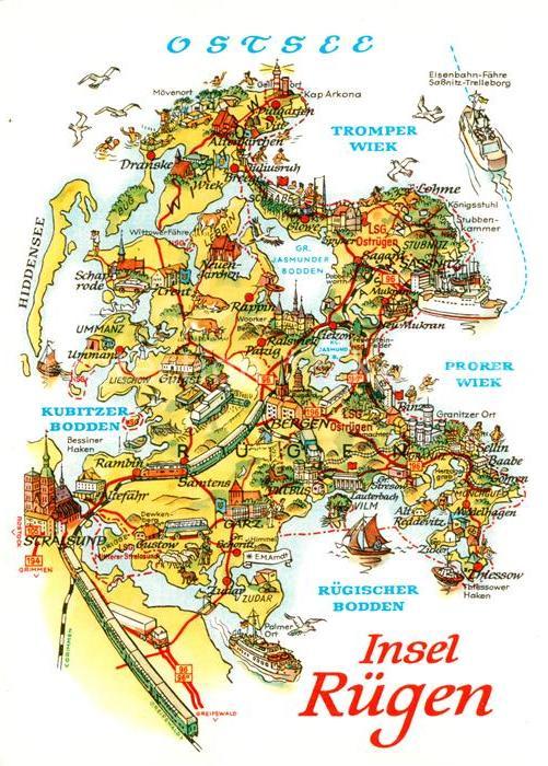 Insel Ruegen Inselkarte Zeichnung