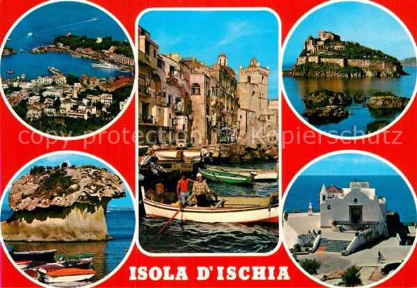 Isola d Ischia Fliegeraufnahme Hafen Insel Teilansicht