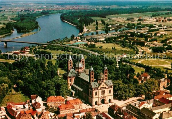 Speyer Rhein Fliegeraufnahme mit Kaiserdom Kathedral