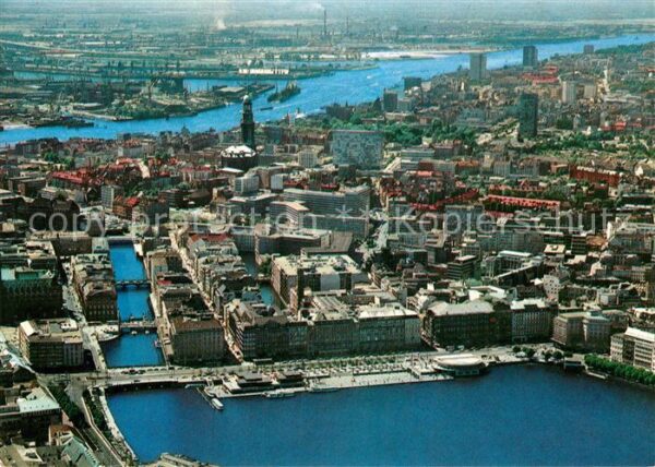 Hamburg Fliegeraufnahme mit Jungfernstieg und E