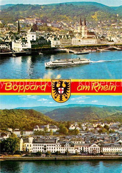 Boppard Rhein Panorama Blick über den Rhein Dampfer W