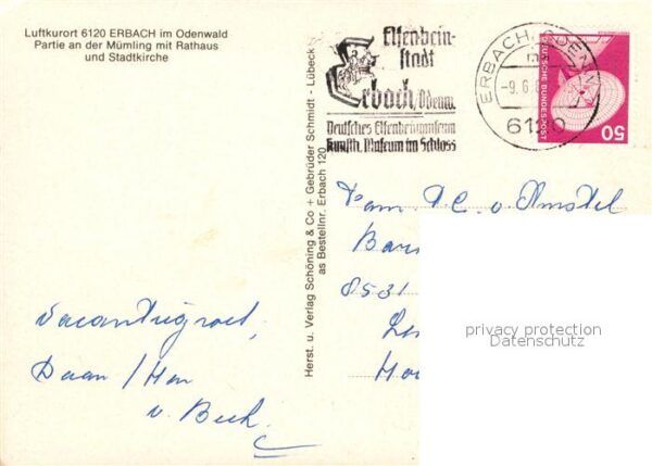 Erbach Odenwald Partie an der Mümling Rathaus Stadtkirc – Bild 2