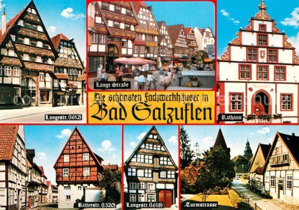 Bad Salzuflen Strassenpartien Fachwerkhäuser Fussgäng