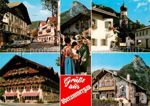 Oberammergau Teilansichten Passionsspieldorf Trachte