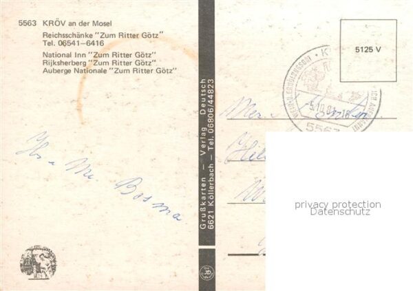 Kroev Mosel Reichsschenke Zum Ritter Götz Gedicht G – Bild 2