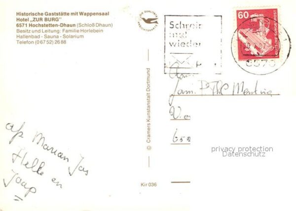 Hochstetten Hochstetten-Dhaun Schloss Dhaun Historische Gaststätte Fl – Bild 2