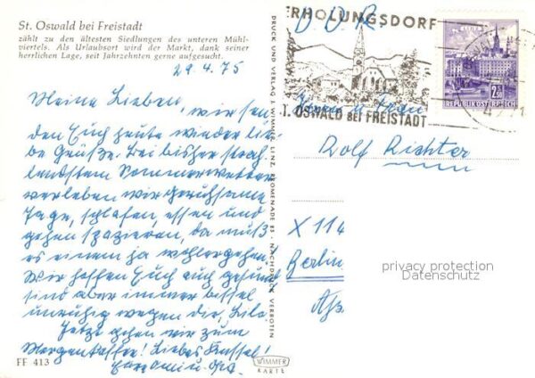 St Oswald Freistadt Panorama Ortsmotiv mit Kirche Freibad – Bild 2