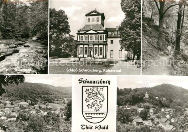 Schwarzburg Thueringer Wald Waldpartie Schwarza Schloss Kaisersaal