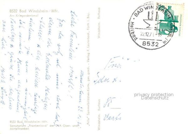 Bad Windsheim Partie am Kriegerdenkmal Sanatorium Fra – Bild 2