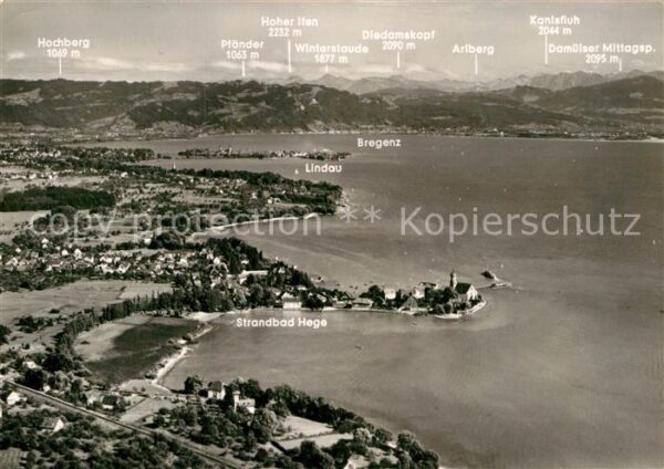 Wasserburg Bodensee Blick auf Lindau und Bregenzerwald Alpe