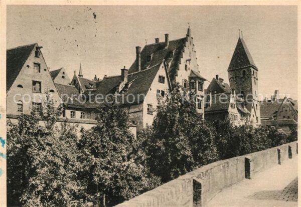 Ulm Donau Stadtmauer und Metzgerturm
