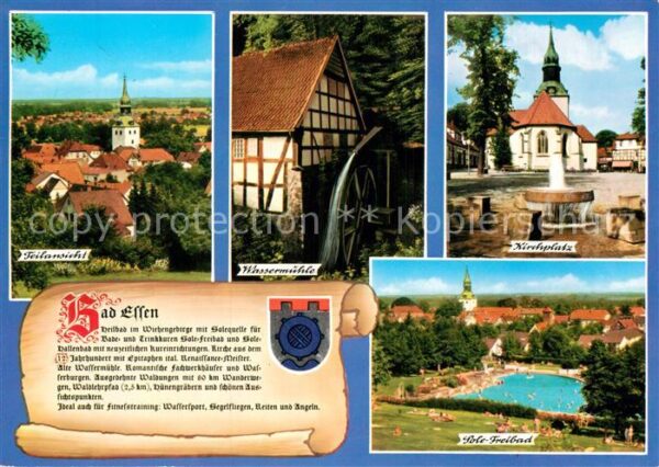 Bad Essen Teilansicht Kirche Wassermühle Brunnen