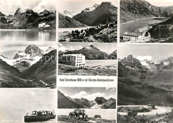 Silvretta-Hochalpenstrasse Hotel Silvrettasee Bergsee Pferde Gebir