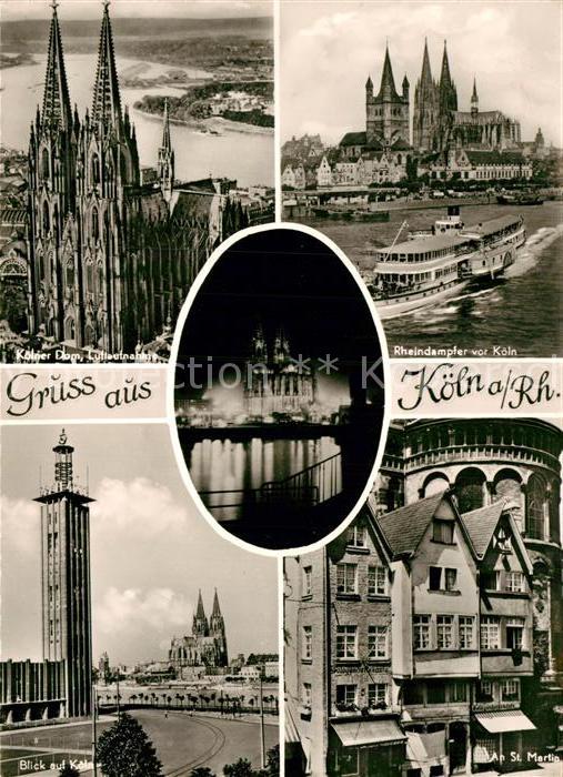 Koeln Rhein Dom Fliegeraufnahme Rheindampfer St. Ma