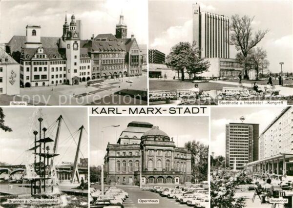 Karl-Marx-Stadt Rathaus Stadthalle Interhotel Kongress
