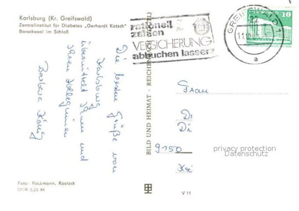 Karlsburg Greifswald Zentralinstitut für Diabetes Gerhardt K – Bild 2