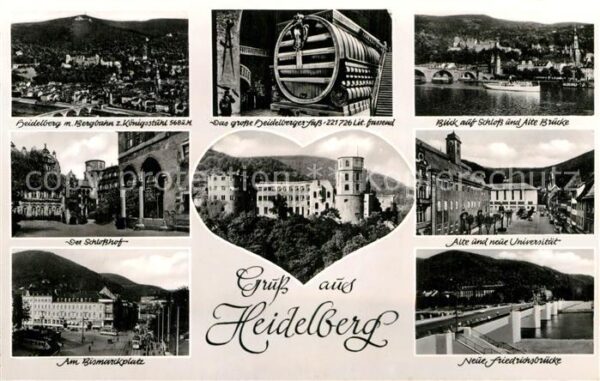 Heidelberg Neckar Fass Schloss Alte Brücke Bismarckplatz