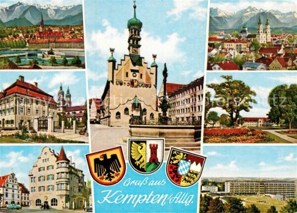 Kempten Allgaeu Teilansichten Kirchen Rathaus Schloss