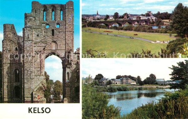 Kelso The Abbey Bridge and River Tweed Ednam