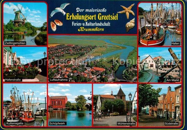 Greetsiel Zwillingsmühlen Hafen Hafenstrasse Flie