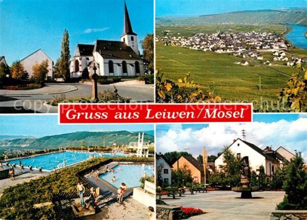 Leiwen Mosel Kirche Panorama Schwimmbad Marktplatz