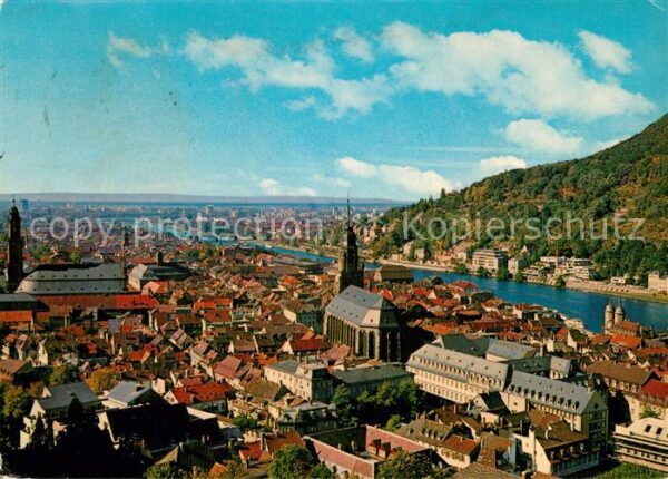 Heidelberg Neckar Blick vom Schloss auf Stadt und Neckar