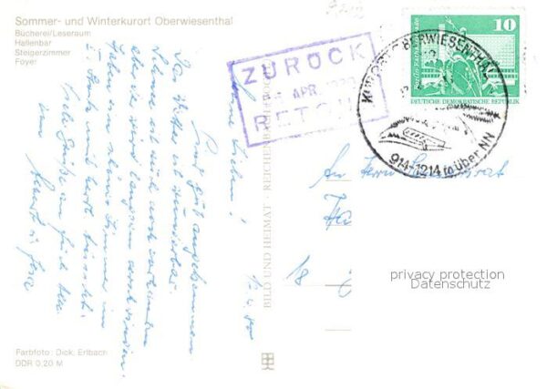 Oberwiesenthal Erzgebirge FDGB Erholungsheim Am Fichtelberg Büche – Bild 2
